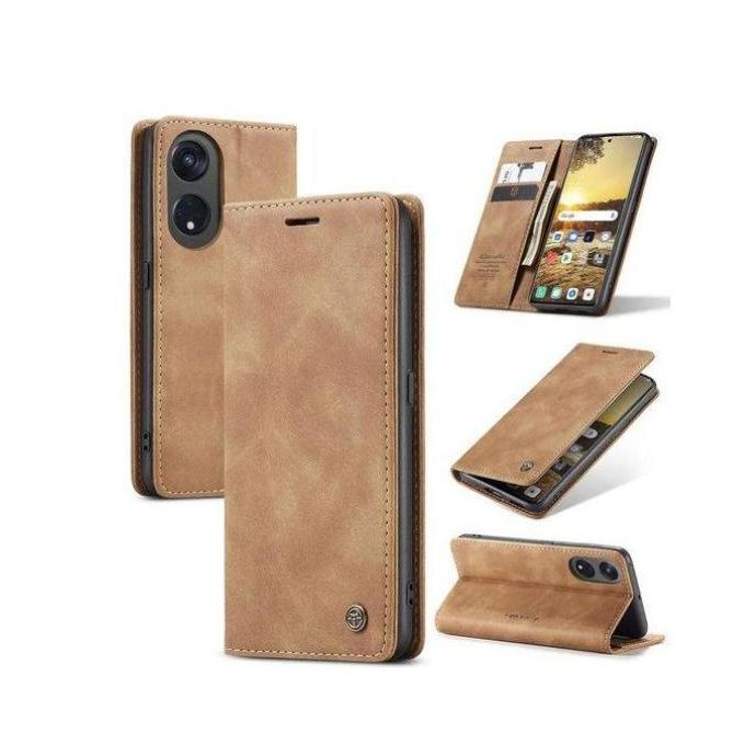 GOKEN Cover per Oppo Reno 8 T (Reno8 T), Custodia Flip TPU/PU Portafoglio Pelle con Stand/Carte Slot, Chiusura Magnetica Goffrata con Motivo Telefono Case Custodie, Rosso