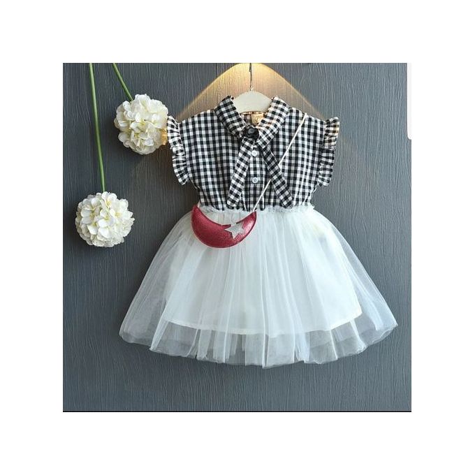 Fashion Girls Tutu Dress With Black Checked Torso Best Price