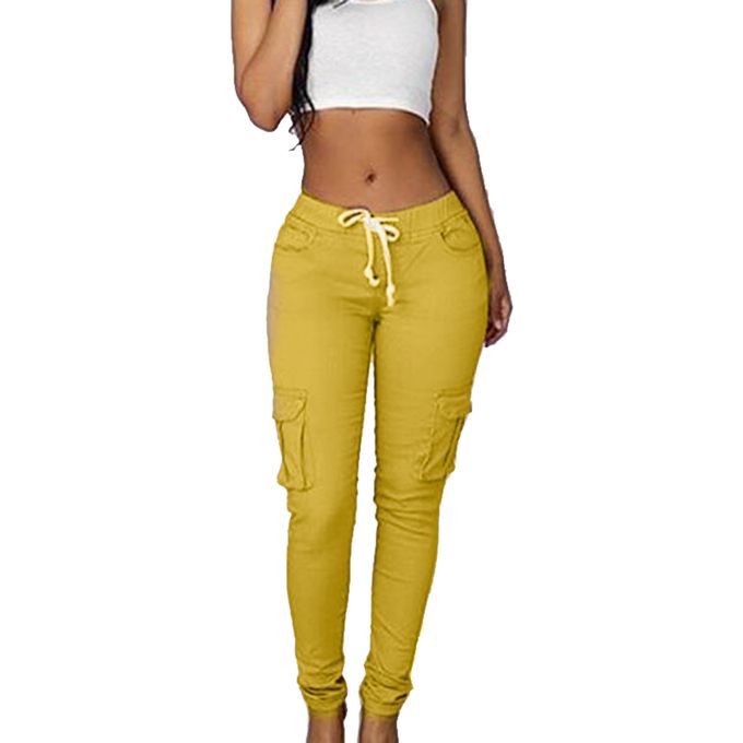 KESEELY Pants Women Thin Transparent Irregular High Waist Full Length Pants  Trousers Fashion Legging (M, Yellow) : : Fashion