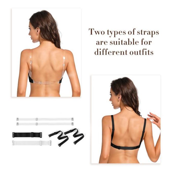 Generic New Deep V Add A Cup Sexy Women Bra Detachable Adjusted Convertible  Low Cup Backless Clear Straps Plunge Push Up Bras 1/2 Cups @ Best Price  Online