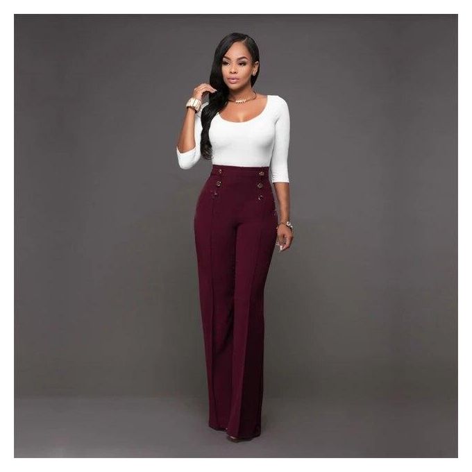 16 Jeans Solid Color Women High Waist Wide Leg Pants Slim Office