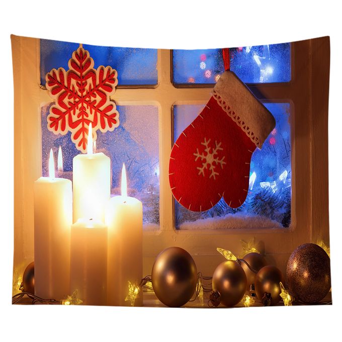 Christmas Tapestry Snowflakes Santa Claus Winter Night Hanging