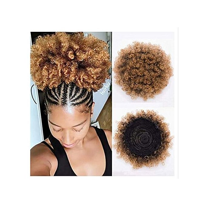 Fashion Afro Hair Bun Extension Colour Brown Free Gift Best