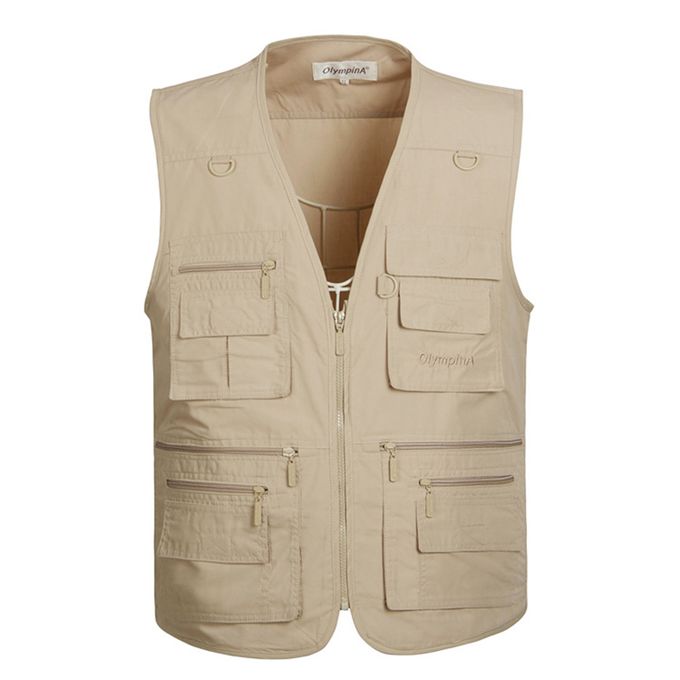 Generic Men Fishing V-Neck Zipper Waistcoat Multi-Pocket Breathable Vest  Thin Style @ Best Price Online