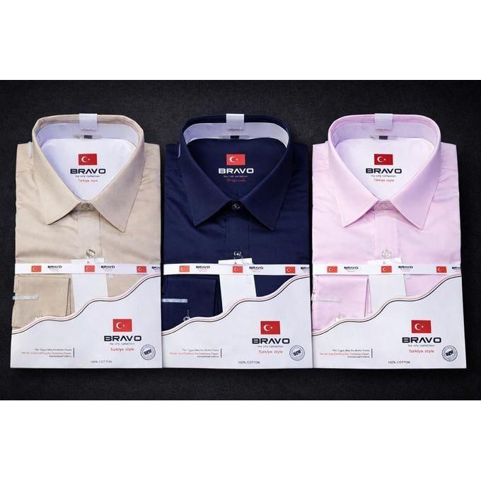 Men's Slim Fit Long Sleeve Shirts - 100% Cotton, Beige, Navy Blue, Light Pink