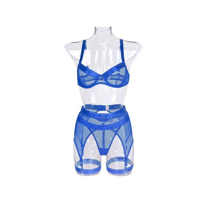 Yimunancy 4-Piece Mesh Bra Set Women Transparent Ring Sexy Underwear S