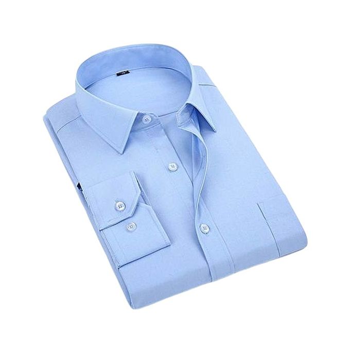 Fashion Sky Blue Formal Official Long Sleeved Shirt-Slim Fit @ Best ...