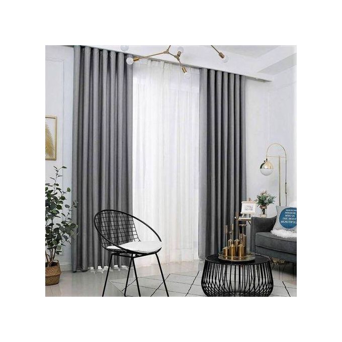 Generic Grey curtain and sheers for window and door sitting