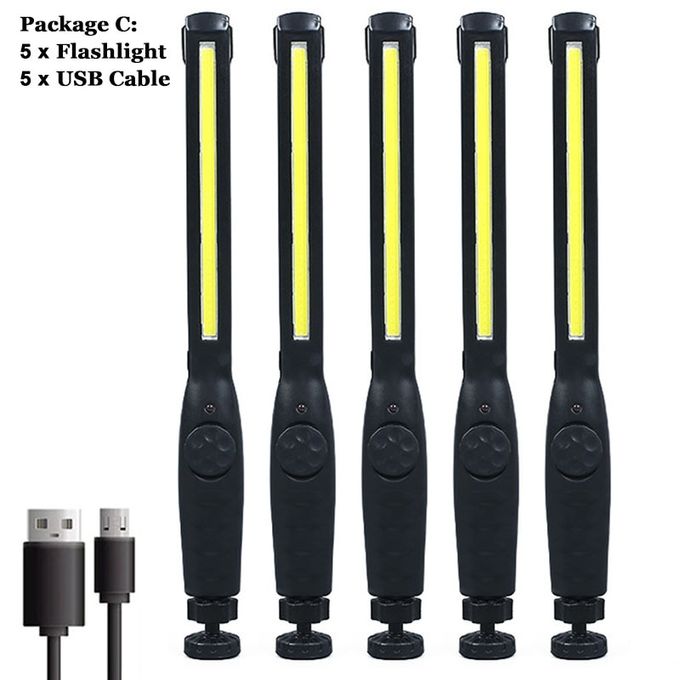 Generic COB LED Flashlight Magnetic Work Light USB Rechargeable