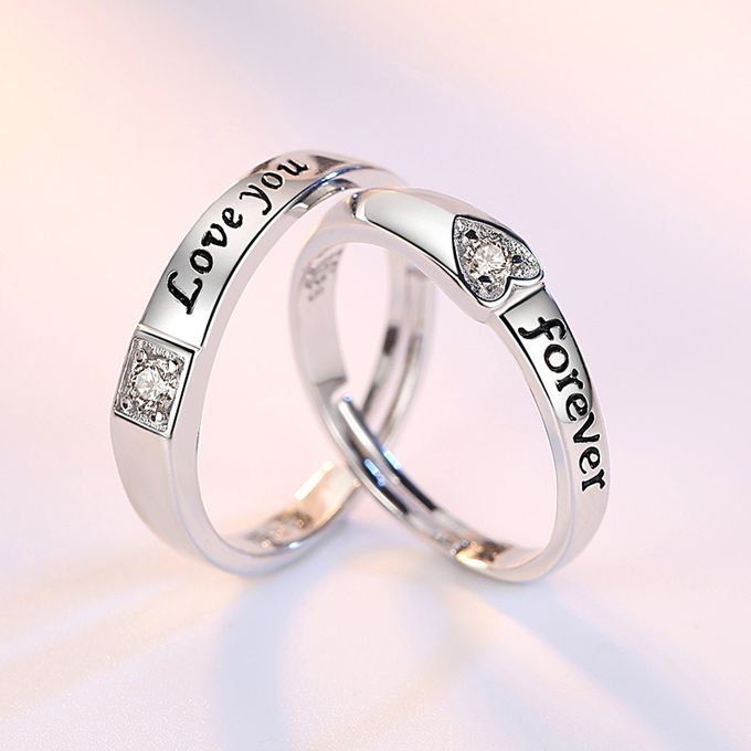 Fashion S925 Sterling Silver English Forever Love You Couple Ring Love ...