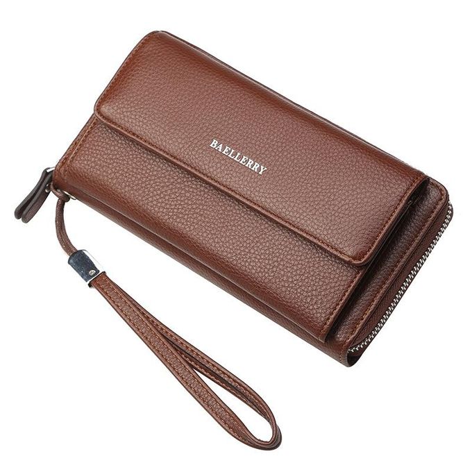 Mens Long Wallet Leather Zipper Large Phone Holder Bag Business Clutch  Handbag