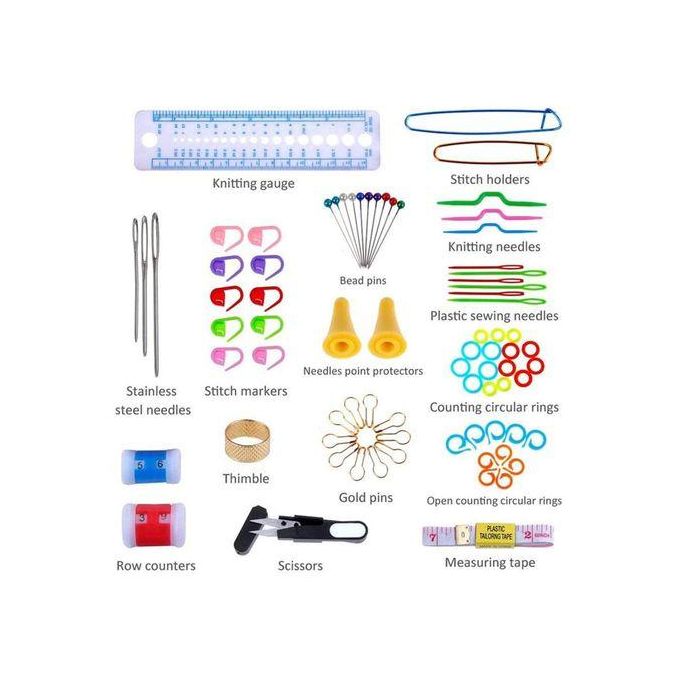 100Pcs Crochet Hook with Yarn Knit Gauge Stitch DIY Tools Kit