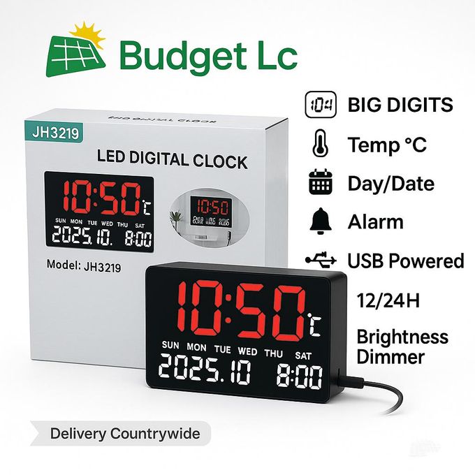 Generic LED Digital Wall Clock Big Display, Temp °C