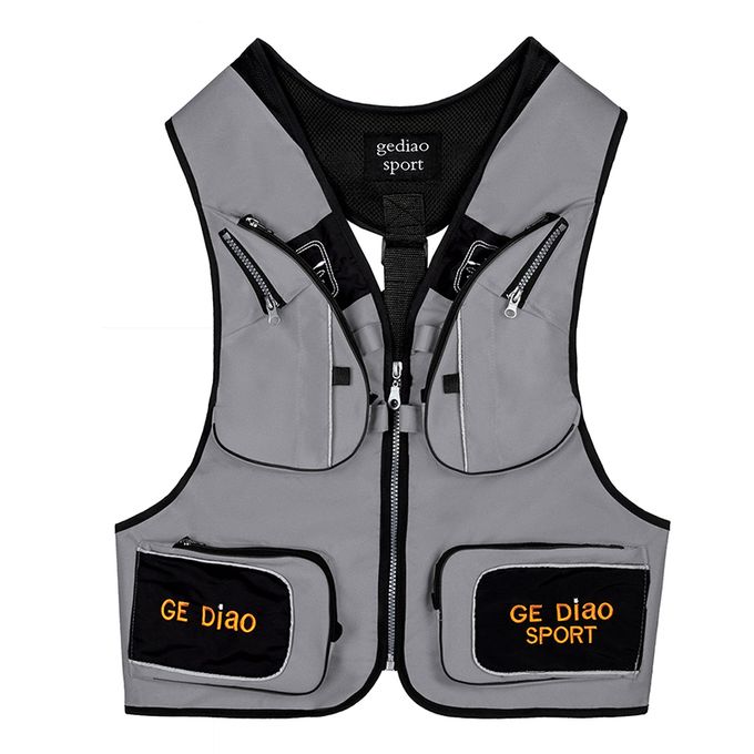 Generic Fishing Vest Detachable Multiple Pockets Breathable Grid