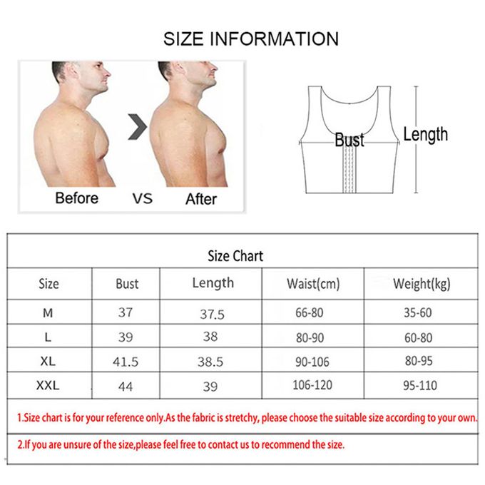 Generic Men Gynecomastia Shaper Slimming Chest Control Shapewear Firm Undergarments  Stomach Girdles Hook Control(#Zip Black) @ Best Price Online