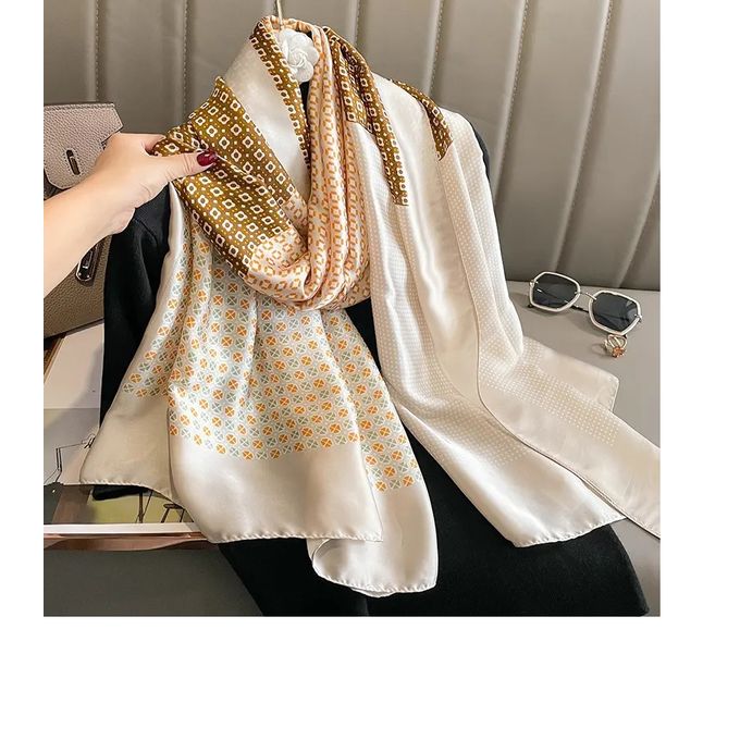 Luxury Silk Scarf Hijab Women Soft Warm Pashmina Neck Beach Stoles