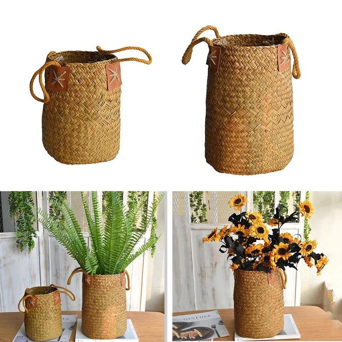 Plant Pot Basket Cover For Flowers and Plants - Jute & White