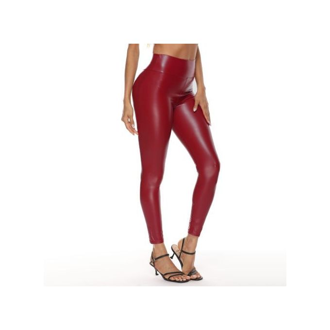 Fashion (Shiny Wine Red)Faux Leather Pants Women High Waist Skinny Leggings  Hip Lifting Pencil Jeggings Stretchable Imitation Leather Trousers DOU @  Best Price Online