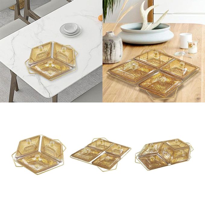 Generic Diamond Shaped Acrylic Dish on Metallic Golden