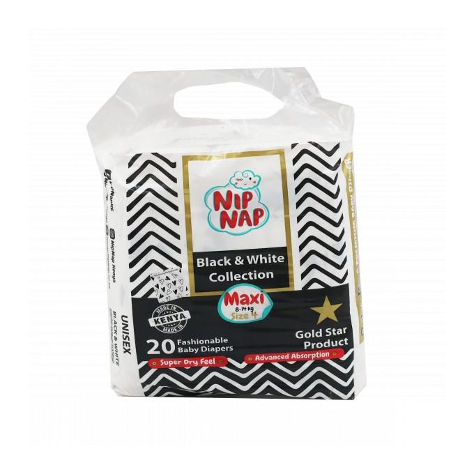 NIPNAP Black & White Highcount Maxi Diapers Size 4 (8-14kg)