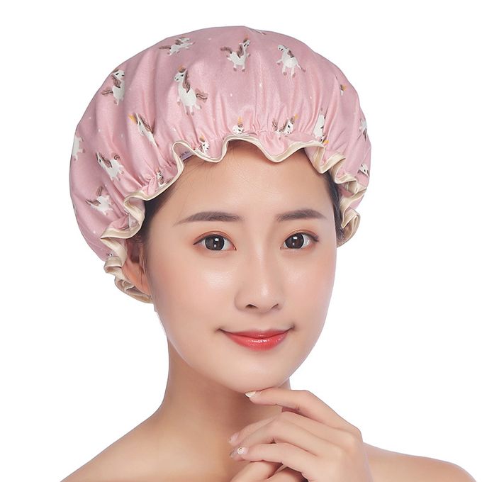 Shower and perm hat, double, polyester, with rubber