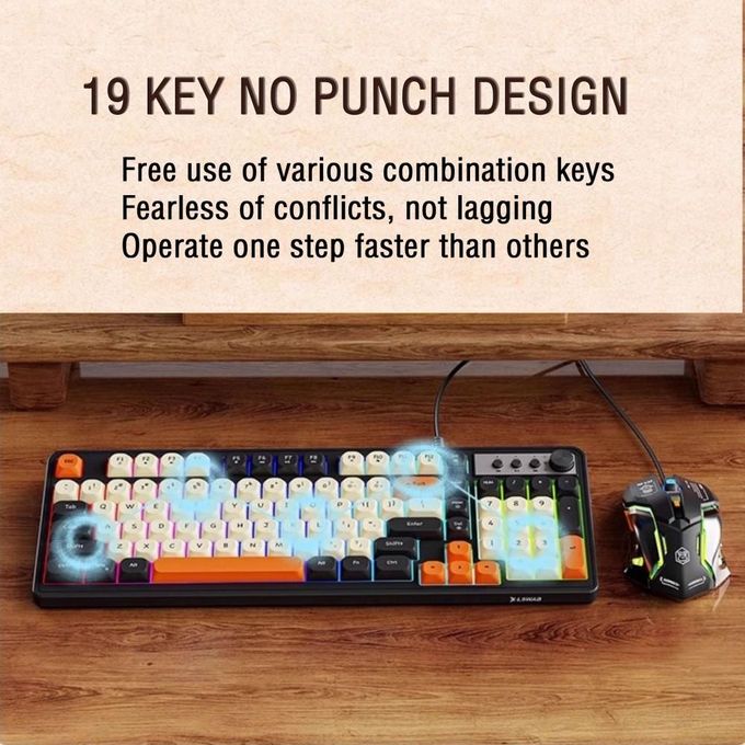 General G98 Wired silent keyboard with colorful lights, 98