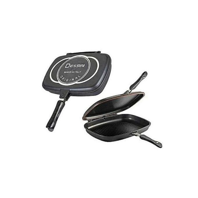 Buy Double Sided Grill Pan Black 40cm Online in Oman