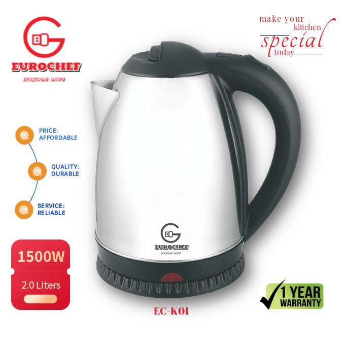 product_image_name-Eurochef-EC-K01,Stainless Steel,automatic,cordless Kettle1500w2.0L-1