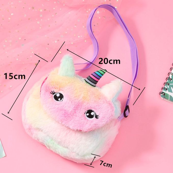 Tahera Unicorn Soft Fur Bag Purse for Kids Girls. Stylish  Sling CrossSide Bag. Shoulder Bag - Shoulder Bag