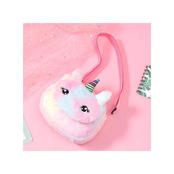 Tahera Unicorn Soft Fur Bag Purse for Kids Girls. Stylish  Sling CrossSide Bag. Shoulder Bag - Shoulder Bag