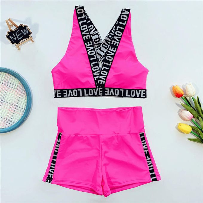 Fashion Pink Bikini Shorts Set Decent 