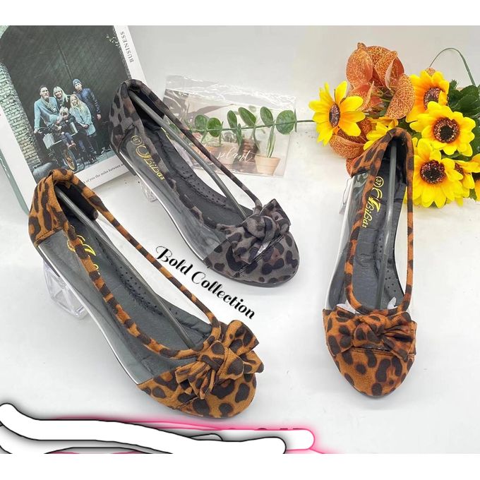 Fashion Cheetah Bow Dolly Shoes Comfy Flat Shoes Sandals