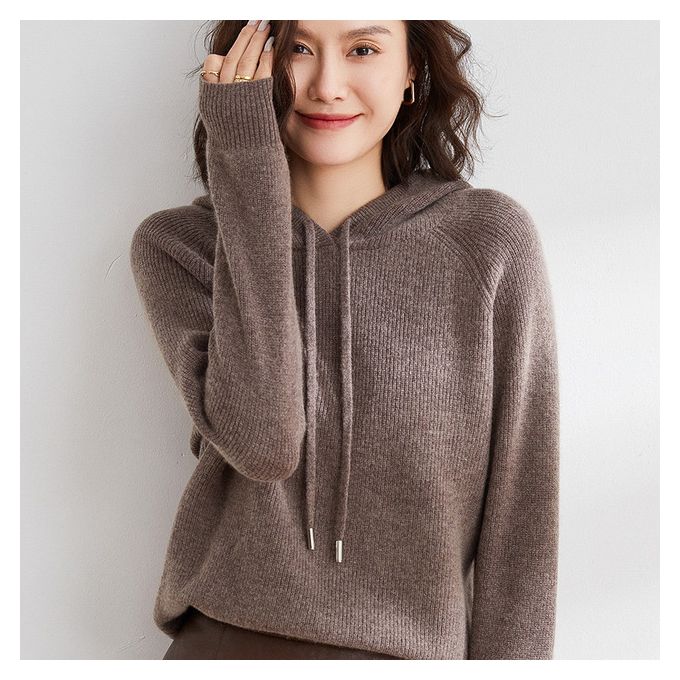 Cashmere pullover hoodie women's hot sale