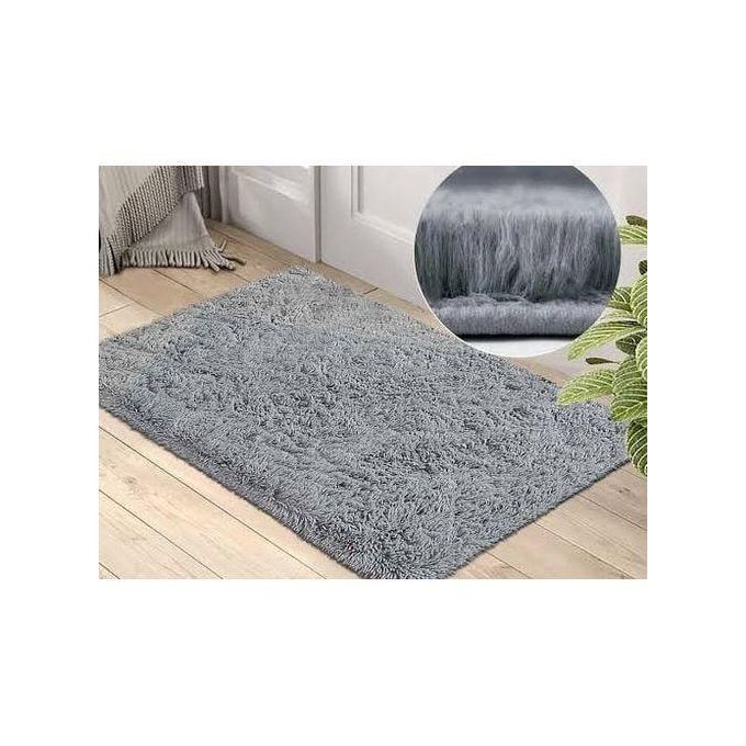 Grey fluffy doormat