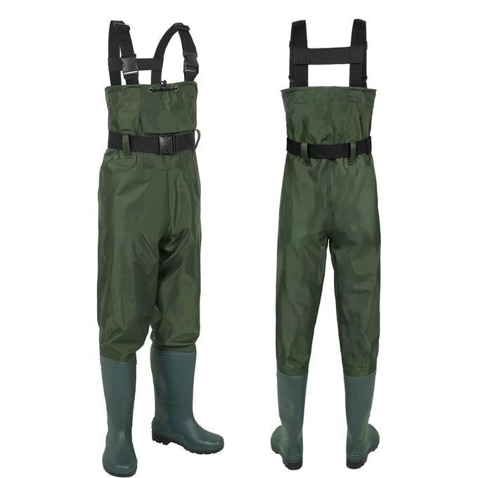 Fishing Pond Pants, Fishing Chest Waders, Men Waterproof Full Body Rain Suit  with Non-Slip Rubber Boots, Thick Waders One-Piece Hooded Fishing Suit,Black,EU44  : : Sports & Outdoors