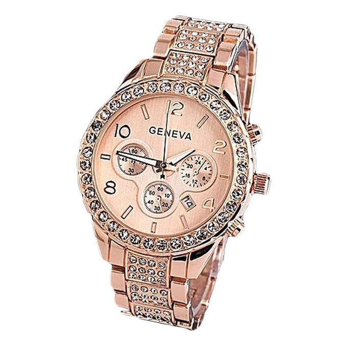 Geneva Geneva Womens Wrist Watch Women Fashion Luxury Crystal Quartz Watch Rgrose Gold Best 