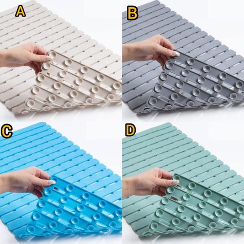 Anti-Slip Rectangular Bathroom Mat Quick-Dry Slatted Safety Bath Pad Non-Slip Shower Mat with Strong Suction Cups for Tubs Wet Floors