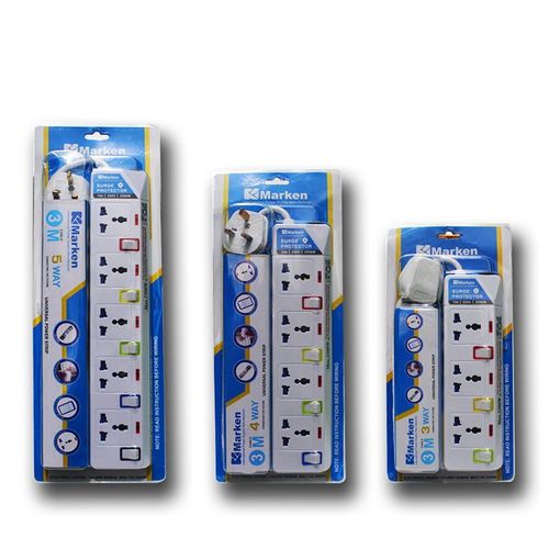 Universal Power Strip Extension Lead with 4/5 Outlets & 2 USB Ports – Individual Switches, UK 3-Pin Plug