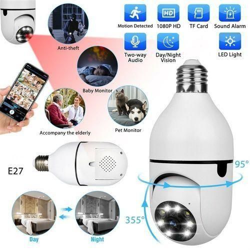 Rotating PTZ Wireless Wi-Fi Nanny CCTV Bulb Security Camera