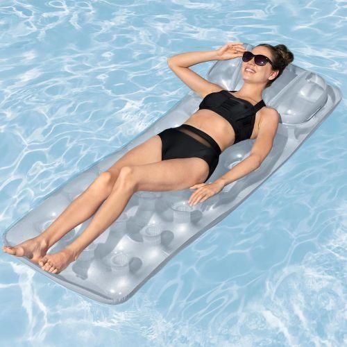 Inflatable Pool Toy Float N Roll Floating Mat Inflatable Window Lounger Mattr Sea & Swimming Use Transparent Designess Pool Float 1.88mm * 71 cm