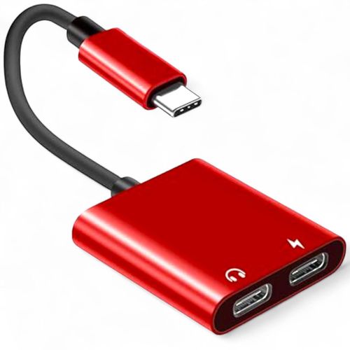 2-in-1 Type-C Audio Splitter Adapter with DAC for Simultaneous Charging & Listening.