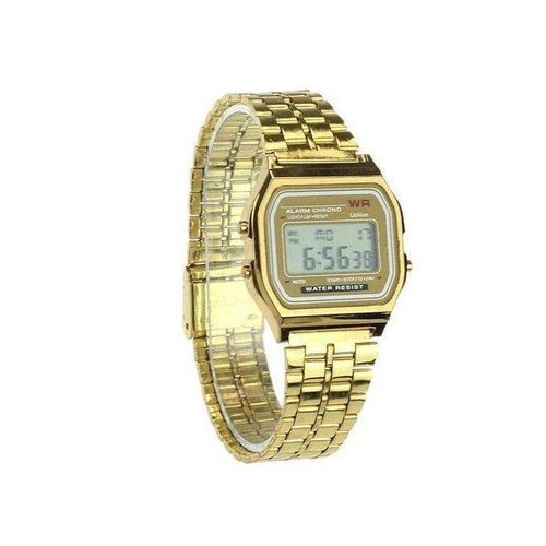 Digital Vintage Gold F91W Series Digital Watch LED Light 1/100 SEC Stopwatch Regular Time Keeping HR, Min, SEC, PM, Date, Day Daily Alarm Lightweight 7 Year Battery