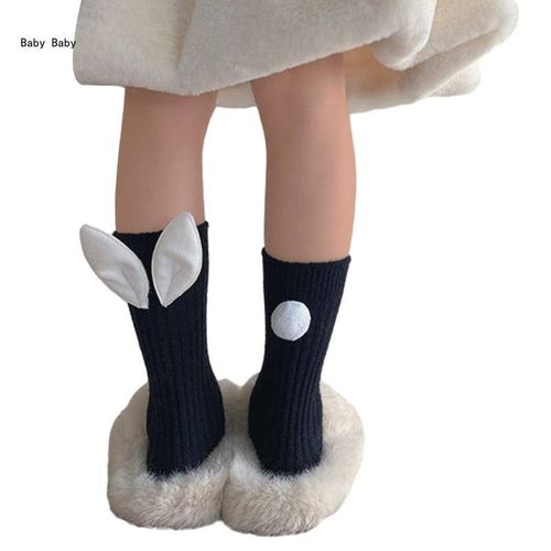 Rabbit Ear Kids Knee High Socks Toddler Cotton MidCalf Socks Children Autumn Spring Knit Cotton Socks for Girls 1-13Y