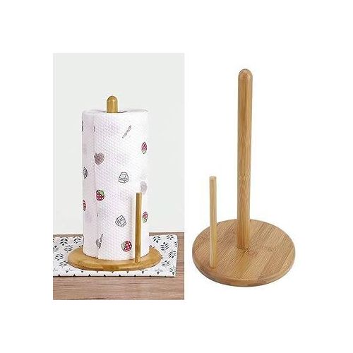 Bamboo Wooden Kitchen Towel & Tissue Holder – Eco-Friendly Stand