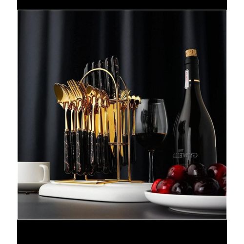 24pc Cutlery Set with Marble Handle