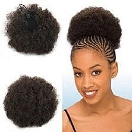 Afro Female Fluffy Curly Synthetic Wig Black Bun