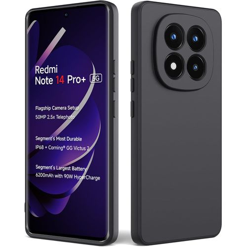 Soft Silicone Back Cover for Xiaomi Redmi Note 14 Pro+ 5G - Black, anti-fingerprint, anti-scratch, durable silicone case