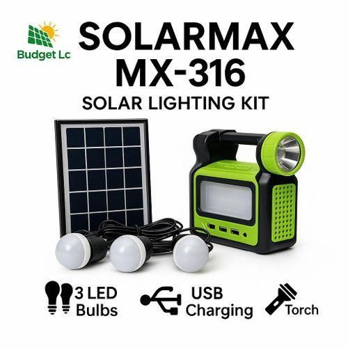 MX-316 Solar Lighting Kit – 3 Bulbs, Torch & USB Phone Charging