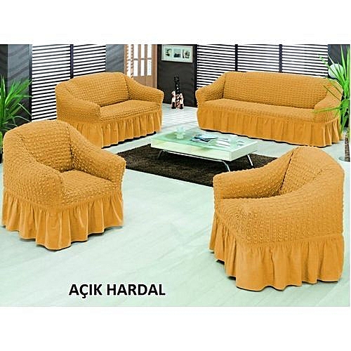 Generic Sofa Seat Covers - 3+2+1+1 - light mastard @ Best Price Online