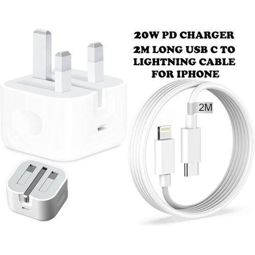 20W PD Fast Charger With 2m Long USB C To Lightning Cable For IPhone iPad